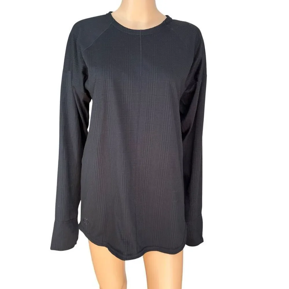 Nike Yoga Long Sleeve Top Mens Black Dri Fit Thumbholes textured size S NWT